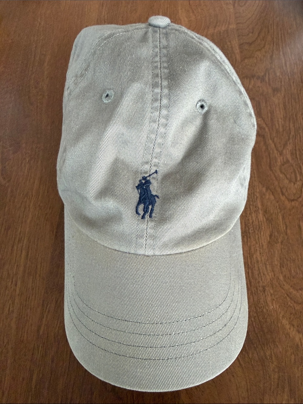Ralph Lauren gray baseball cap with navy pony logo